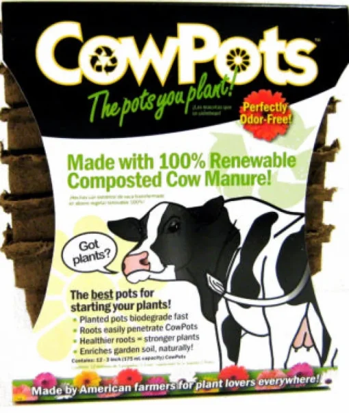 CowPots 3.75 in. H X 4 in. W X 2.5 in. L Plant Pot Seed Starter 12 pk (Pack of 12)