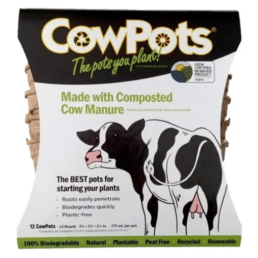 CowPots 3.37 in. H X 3.25 in. W X 2.25 in. L Plant Pot Seed Starter 12 pk (Pack of 12)