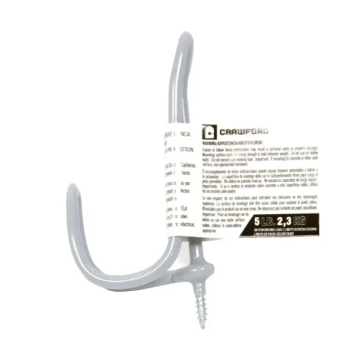 Crawford 3.94 in. L Vinyl Coated Gray Steel Small Light Duty Coat and Hat Storage Hook 5 lb. capacity (Pack of 25)