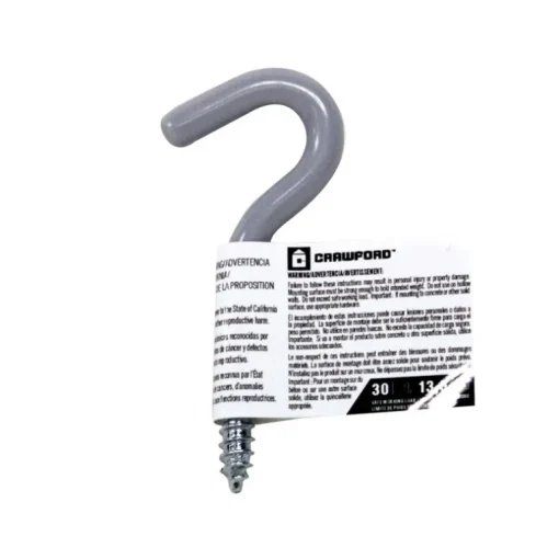 Crawford Vinyl Coated Gray Steel Small Storage Hook 30 lb. capacity 1 pk (Pack of 25)