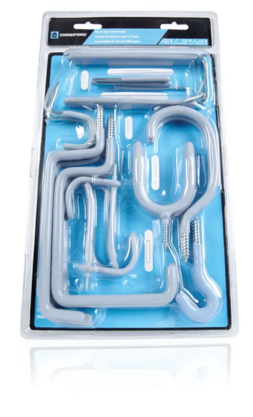 Crawford Vinyl Coated Gray Steel Assorted Home Hook Assortment Hook 20 pk