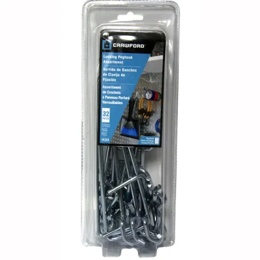 Crawford Zinc Plated Black/Silver Steel Peg Hook Assortment 32 pk