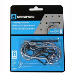 Crawford Zinc Plated Black/Silver Steel 1 in. Peg Hooks 6 pk