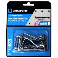 Crawford Zinc Plated Black/Silver Steel 0.05 in. Peg Hooks 8 pk