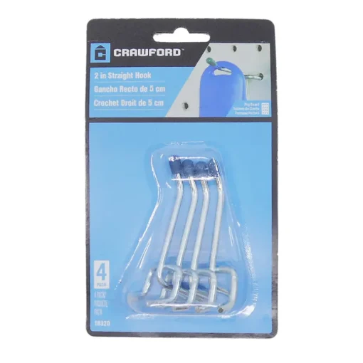 Crawford Zinc Plated Silver Steel 2 in. Peg Hooks 4 pk