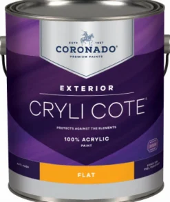 Cryli-Cote Exterior Acrylic House Paint, Flat, Tintable White, Gallon (Pack of 4)