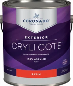 Cryli-Cote Exterior Acrylic House Paint, Satin, Tintable White, Gallon (Pack of 4)