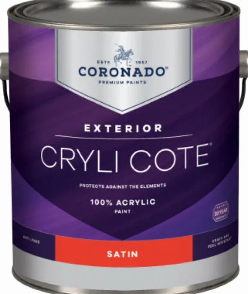 Cryli-Cote Exterior Acrylic House Paint, Satin, Tintable White, Gallon (Pack of 4)