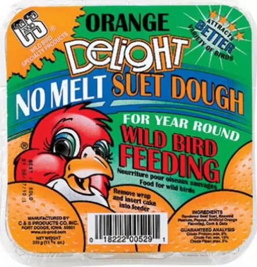 C&S CS12529 11.75 Oz Orange Delight No Melt Suet Dough Wild Bird Food (Pack of 12)