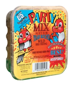 C&S Products Party Mix Assorted Species Beef Suet Wild Bird Food 11 oz (Pack of 8)