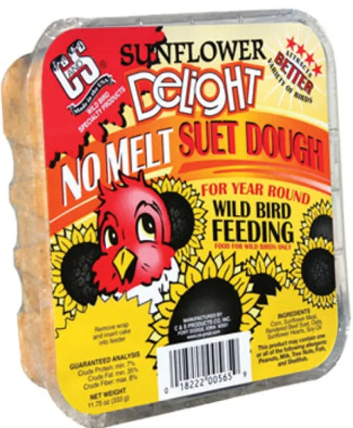 C&S Products Sunflower Delight Assorted Species Wild Bird Food Beef Suet 11.75 oz. (Pack of 12)