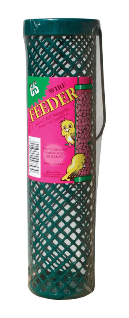 C&S Products Wild Bird 24 oz Wire Tube Nugget Bird Feeder 20 ports