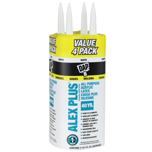 DAP Alex Plus White Acrylic Latex All Purpose Caulk 10.1 oz. (Pack of 6)