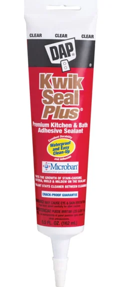 DAP Kwik Seal Plus Clear Siliconized Latex Kitchen and Bath Adhesive Caulk 5.5 oz