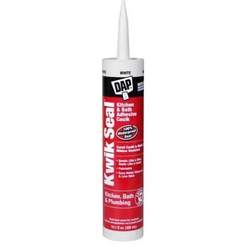 DAP Kwik Seal White Acrylic Latex Kitchen and Bath Adhesive Caulk 10.1 oz. (Pack of 12)