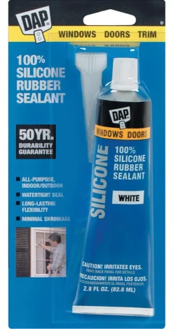 DAP White Silicone Rubber Door/Siding/ Window Sealant 2.8 oz