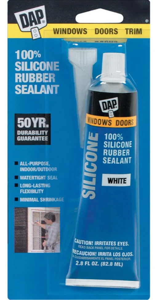 DAP White Silicone Rubber Door/Siding/ Window Sealant 2.8 oz