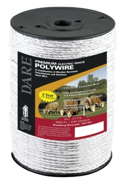 Dare Portable Electric Fence Wire 656 ft. White