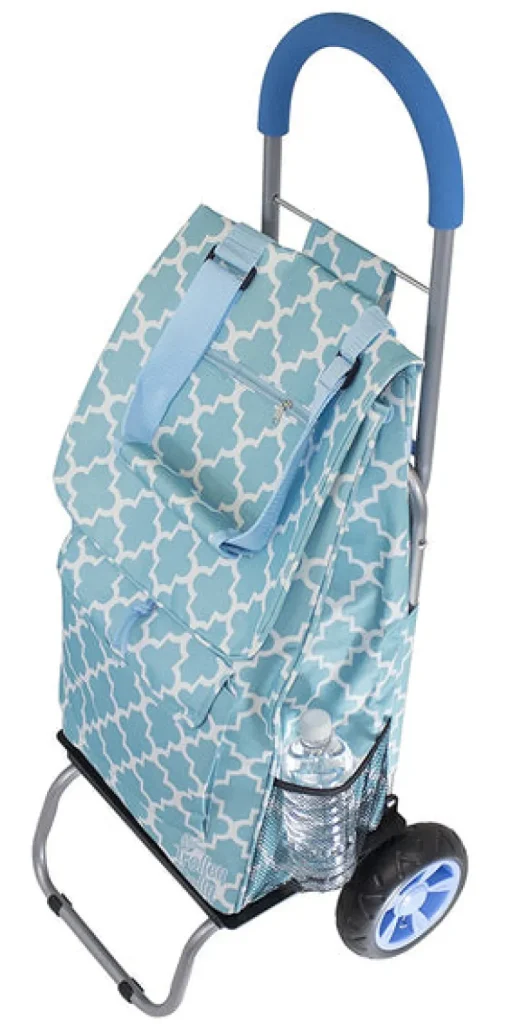 Dbest Products 01-581 13" X 15" X 38" Teal & White Moroccan Tile Trolley Dolly