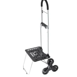 dbest Products Trolley Dolly 38 in. H x 18 in. W x 16 in. L Black Collapsible Stair Climbing Shopping Cart