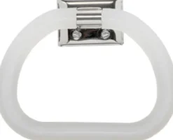 DECKO Chrome Silver/White Towel Ring Plastic/Steel