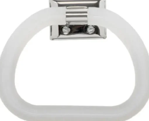 DECKO Chrome Silver/White Towel Ring Plastic/Steel