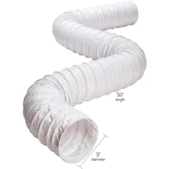 Deflect-O 50 ft. L X 3 in. D White Vinyl Vent Hose