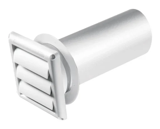 Deflect-O White Plastic 1 ga. Wall Cap 6 Dia. in. with Tailpipe