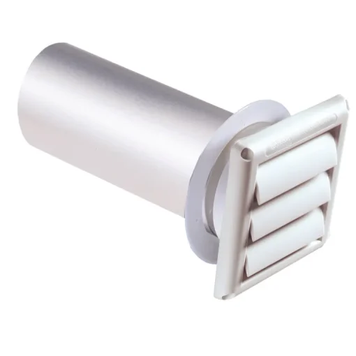 Deflect-O White Plastic 1 ga. Wall Cap 6 Dia. in. with Tailpipe