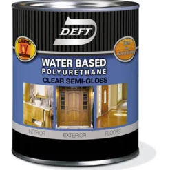 Deft Water-Based Polyurethane Semi-Gloss Clear Waterborne Wood Finish 1 qt. (Pack of 4)