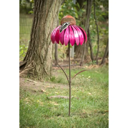Desert Steel Coneflower Wild Bird 2 cups Steel Wire Cage Bird Feeder 1 ports
