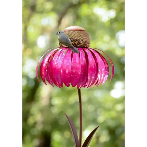 Desert Steel Coneflower Wild Bird 2 cups Steel Wire Cage Bird Feeder 1 ports