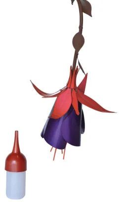 Desert Steel Fuchsia Hummingbird 1-Port Nectar Feeder 8 oz. Capacity (Pack of 2)
