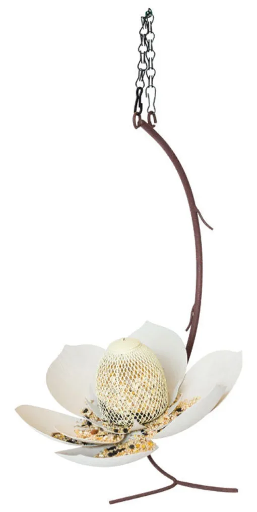 Desert Steel Magnolia Wild Bird and Finch 2 cups Steel Hanging Bird Feeder 1 ports (Pack of 2)