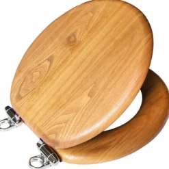 Design House Dalton Round Oak Wood Closed Front Toilet Seat 14.6 L x 2.3 H x 16.9 W in.