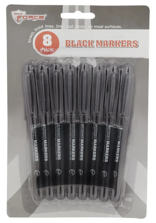 Diamond Visions Max Force Black Felt Tip Permanent Marker 8 pk (Pack of 48)