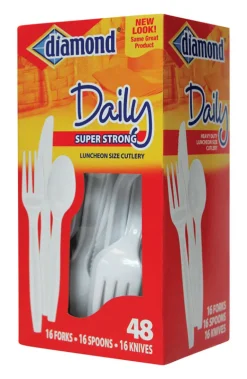 Diamond White Plastic Heavy Duty Cutlery 48 pk (Pack of 12)