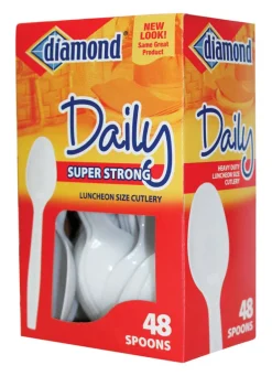 Diamond White Plastic Heavy Duty Spoons 48 pk (Pack of 12)