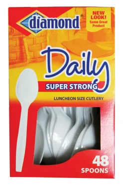 Diamond White Plastic Heavy Duty Spoons 48 pk (Pack of 12)
