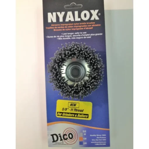 Dico NYALOX 3 in. Dia. x 5/8-11 in. x 1/4 Dia. Crimped Nylon Mandrel Mounted Cup Brush 12500 rpm