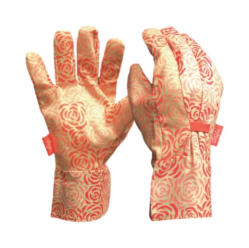 Digz Women's Indoor/Outdoor Canvas Dotted Gardening Gloves Red/White M 1 pair