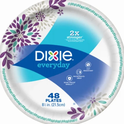 Dixie Assorted Paper FLOWERS BLOOM Dinner Plate 8-1/2 in. Dia. 48 pk (Pack of 10)