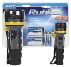Dorcy Anti-Roll Design Rubber Flashlight Combo with 2D & 2AA Cell Batteries