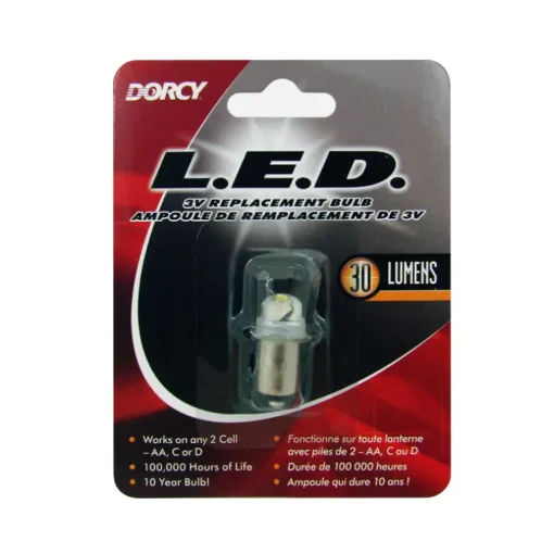 Dorcy LED Flashlight Bulb 3V 1W 30 Lumens 100,000 Hours Replacement