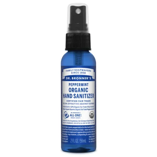 Dr. Bronner's Peppermint Citrus Scent Antibacterial Hand Sanitizer 2 oz. (Pack of 12)