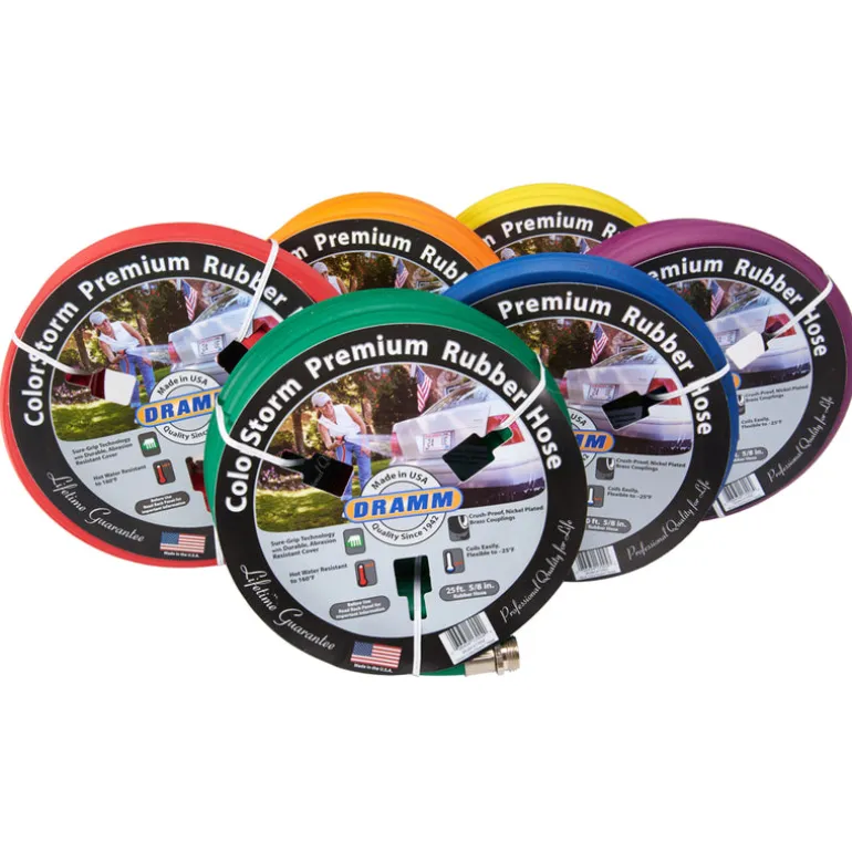Dramm ColorStorm Assorted Color Rubber Heavy Duty Hot Water Garden Hose 25 L ft. x 5/8 Dia. in.