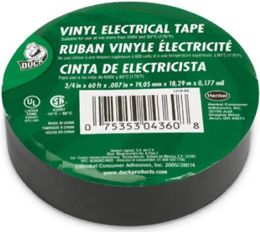 Duck Economy Grade 3/4 in. W X 60 ft. L Black Vinyl Electrical Tape