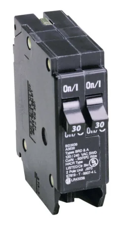 Eaton Cutler-Hammer 30/30A 120/240V 2-Pole Tandem Type BR Circuit Breaker 3 H x 1 W x 3 D in.