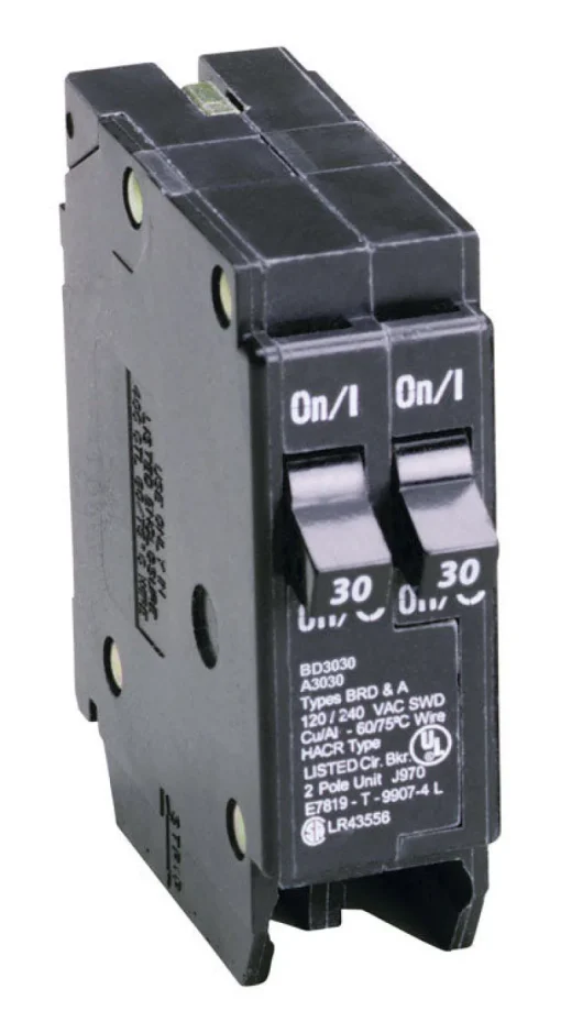 Eaton Cutler-Hammer 30/30A 120/240V 2-Pole Tandem Type BR Circuit Breaker 3 H x 1 W x 3 D in.