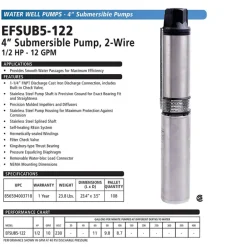 ECO-FLO 1 HP 3 wire 720 gph Stainless Steel Submersible Pump